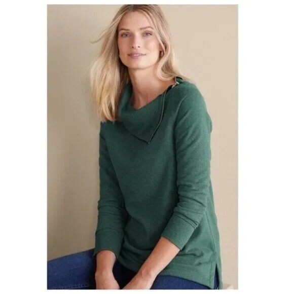 Soft Surroundings Forest Green Long Sleeve Angie Sweater Tunic - Picture 1 of 7